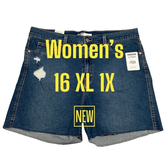 Women’s Levi’s 16 XL 1X Navy Blue Denim Jeans Shorts Ripped Cut Offs Stretch NWT - Picture 3 of 11
